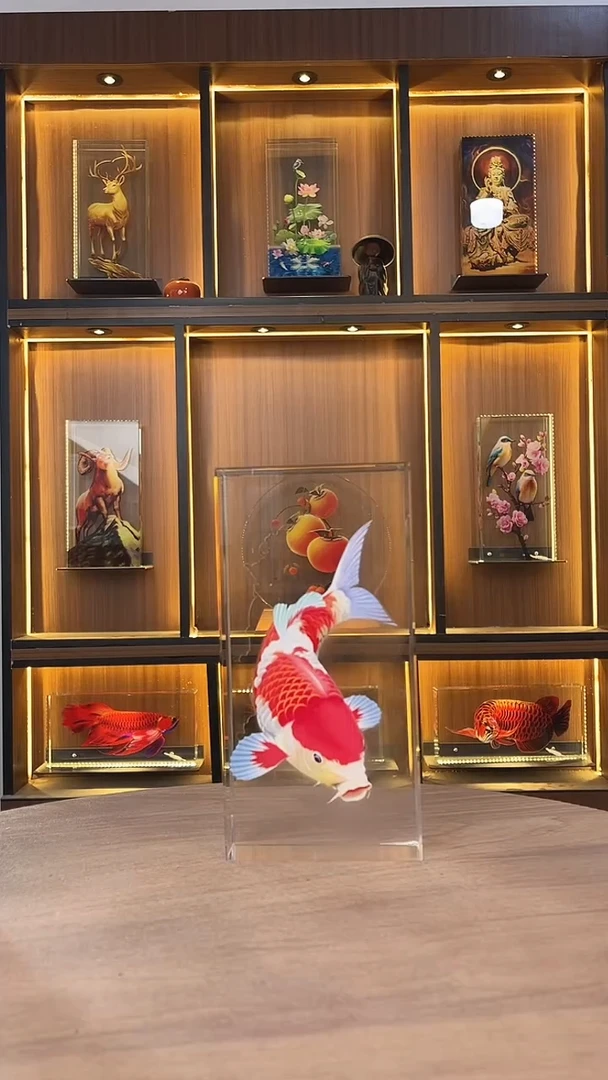 人造水晶细微20公分锦鲤加底座