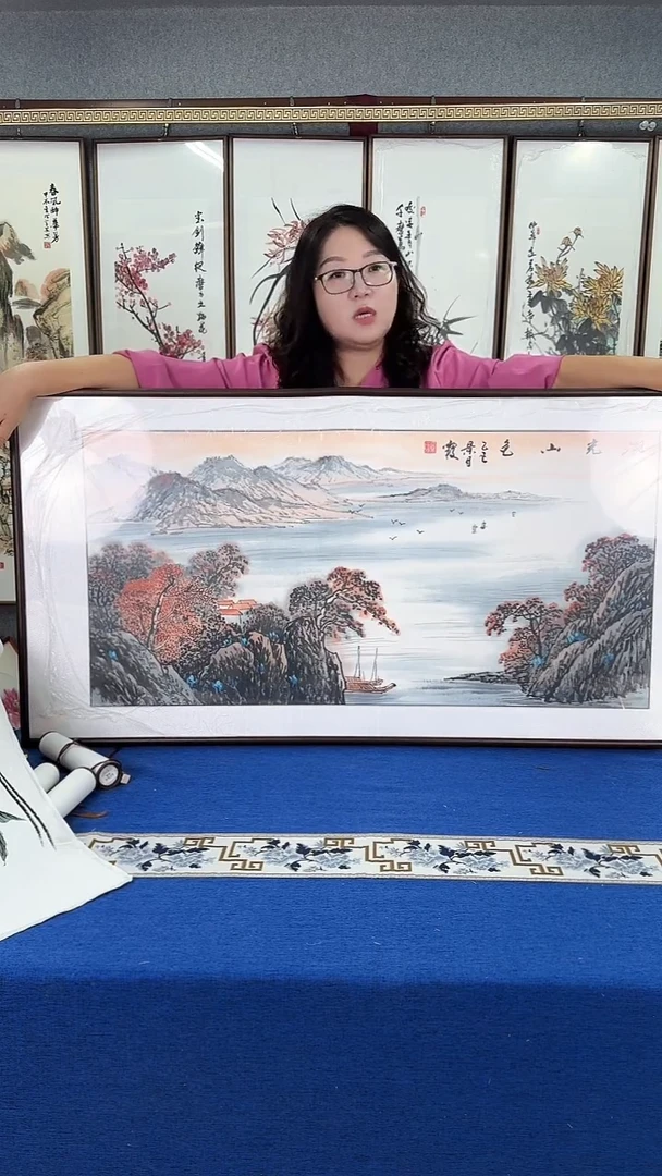 国画精品山水 实木画框 60*120