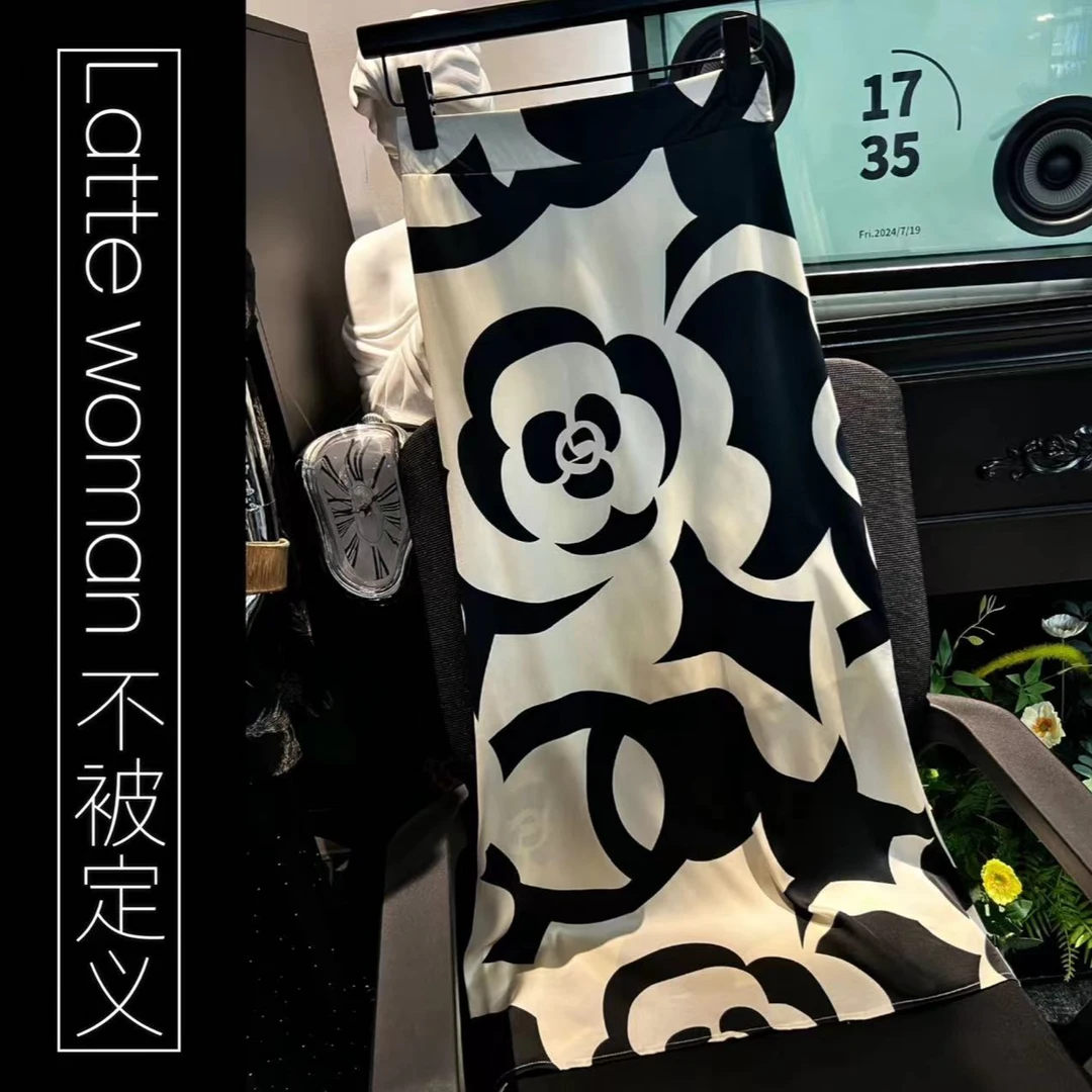 （山茶）高级设计感鱼尾半身裙女弹力腰垂感缎感C118-68