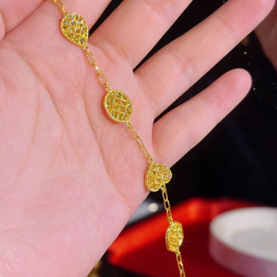 足金999爱心炫彩花丝5G精工黄金手链（工费38）