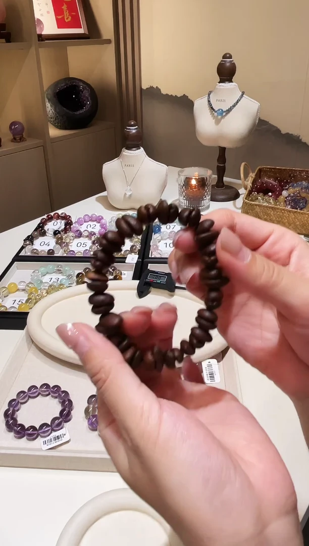 纯铜石英石咖啡豆手链