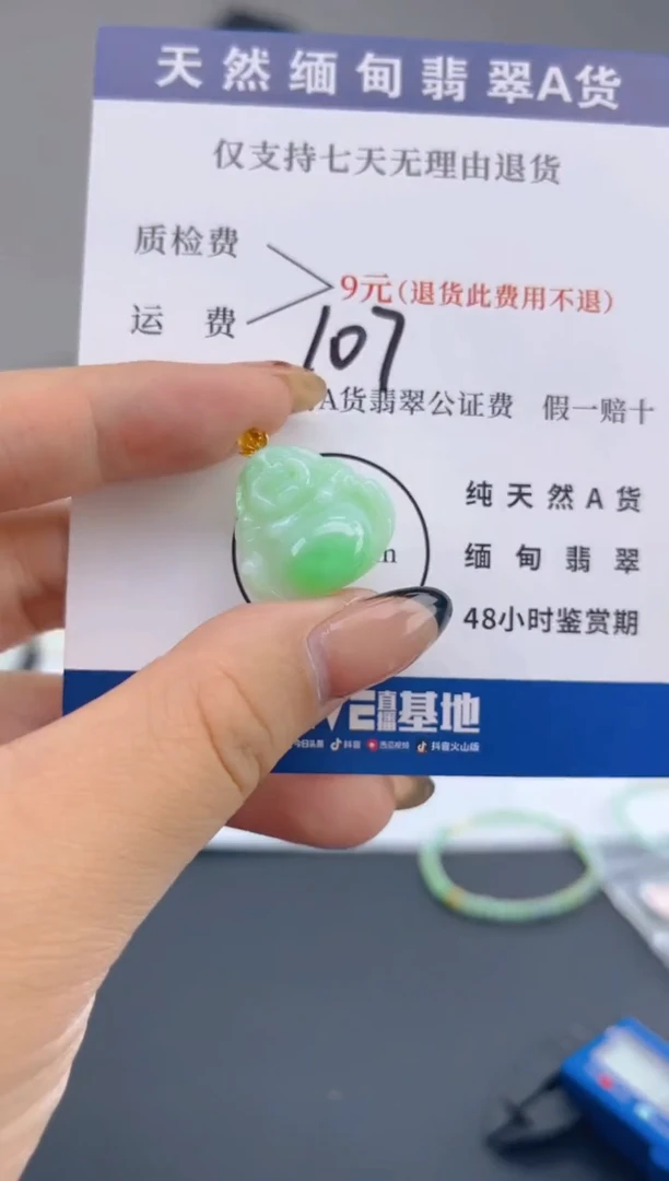 颈饰18K金镶嵌翡翠纯天然缅甸翡翠A货