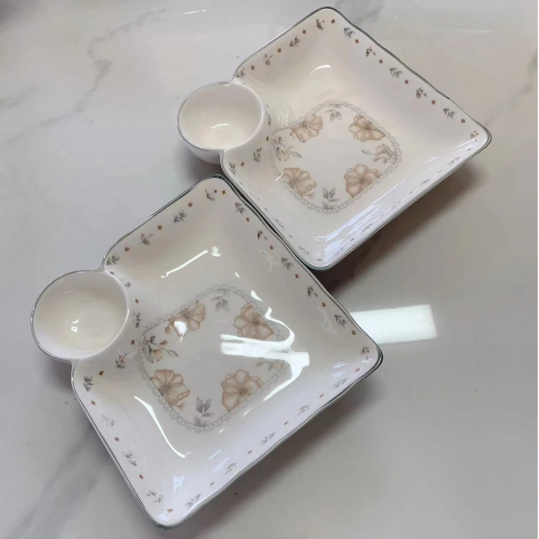 【对角9英寸夏茉饺子盘2个装】破损补发