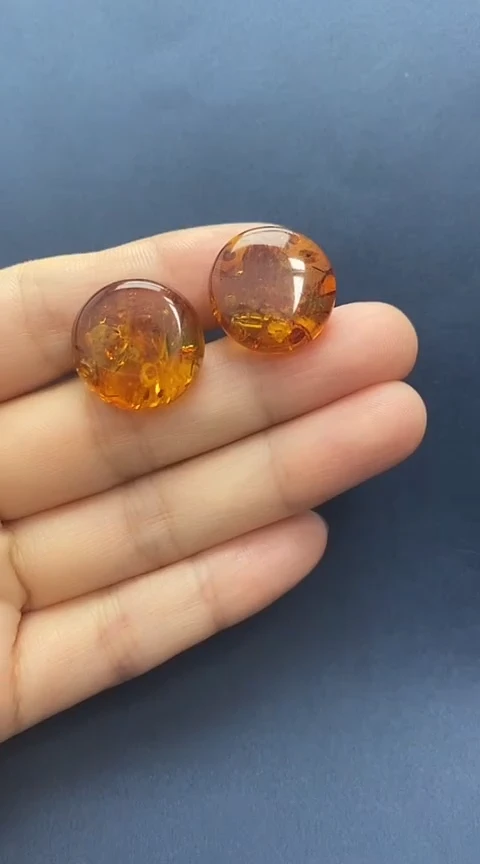未镶嵌琥珀裸石耳钉