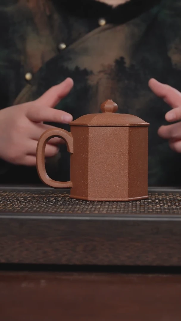 【闪购商品】紫砂茶杯非遗茶器-六方宫亭盖杯