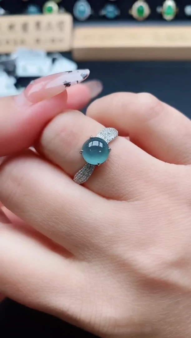 银S925镶嵌戒指翡翠1