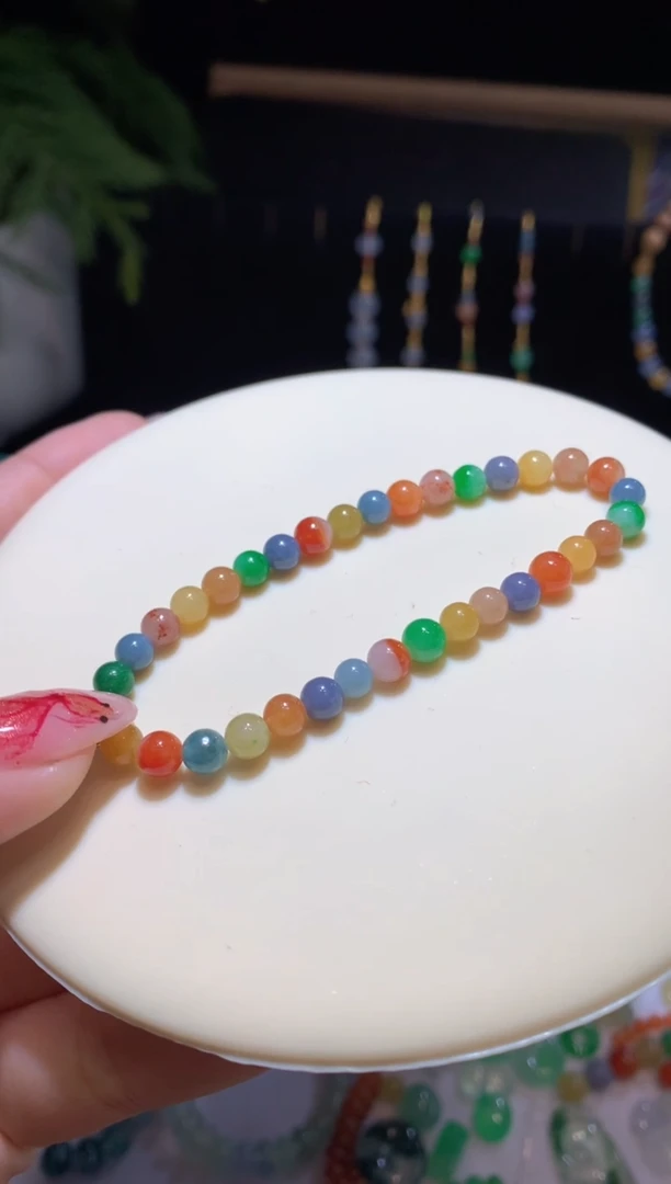 【闪购商品】定制翡翠未镶嵌彩虹手串 7800+780