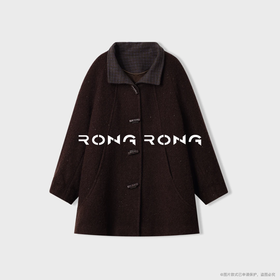 溶溶S【星暮红尘】RONGRONG羊毛混纺绣珠复古风中长呢外套SC5460017