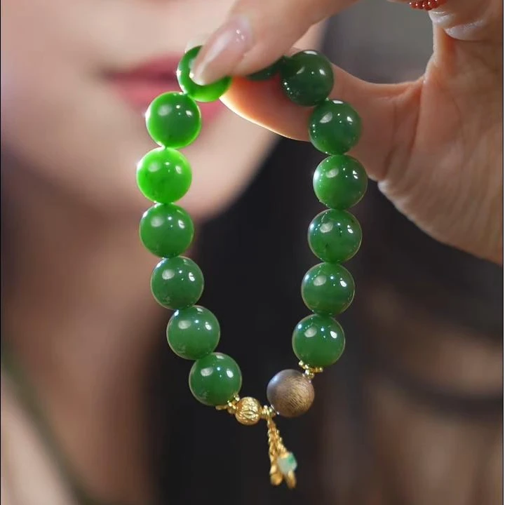 沉香海南绿奇楠沉香乌兰海顶珠提溜11MM单圈手串