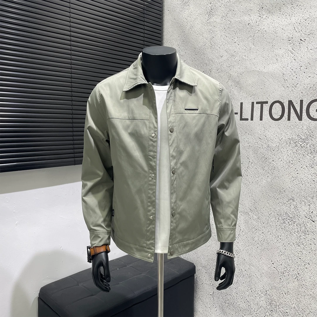翻领夹克男士2025秋季纯色简约修身上衣潮流帅气百搭休闲商务外套