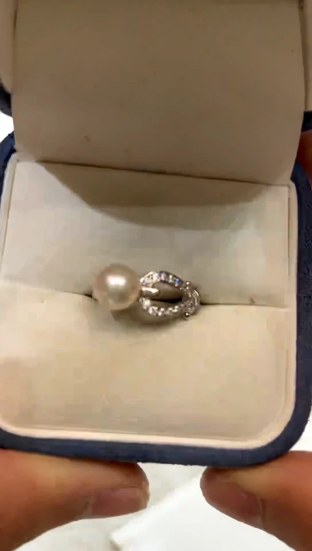 银S925镶嵌戒指海水珍珠