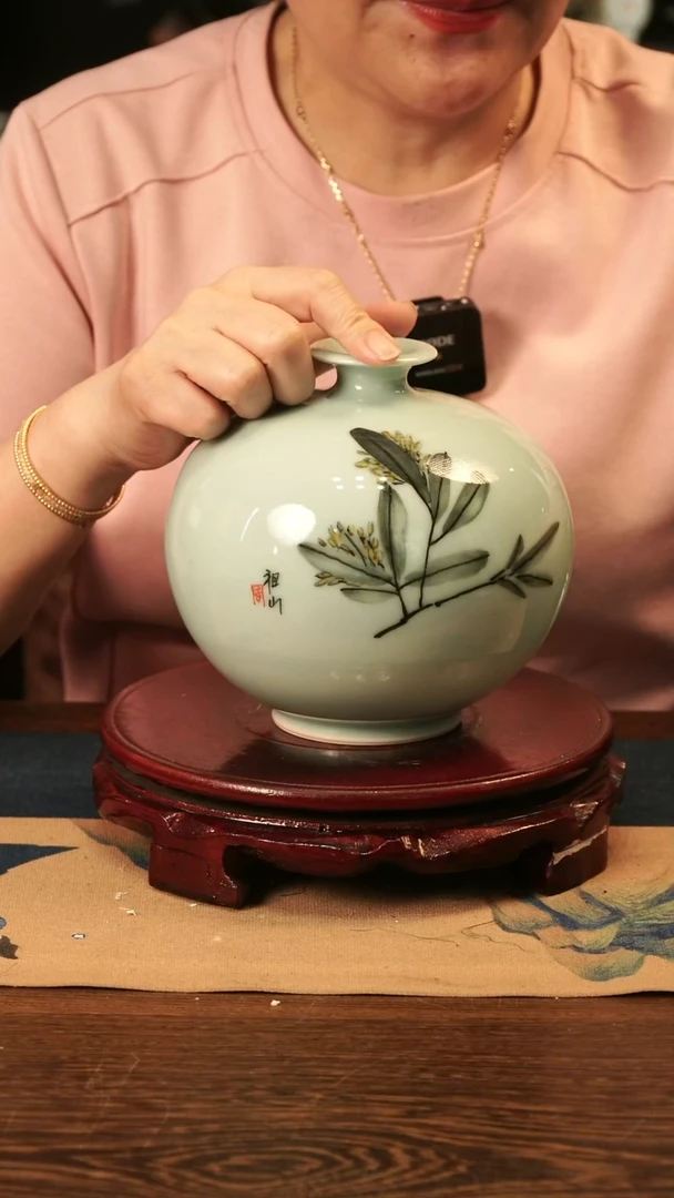 釉中彩 桂花画 果瓶B