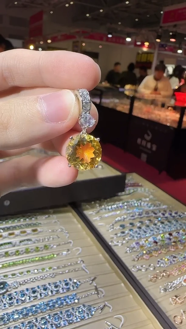 颈饰银S925镶嵌黄晶12mm万能扣