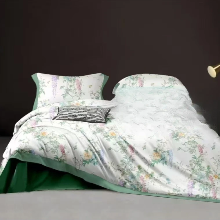 木槿韩燕：120支贡缎长绒棉全棉高端四件套亲肤轻奢时尚