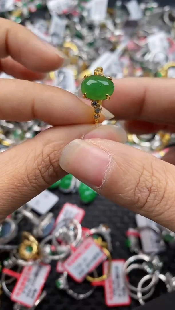 银S925镶嵌戒指翡翠111---2