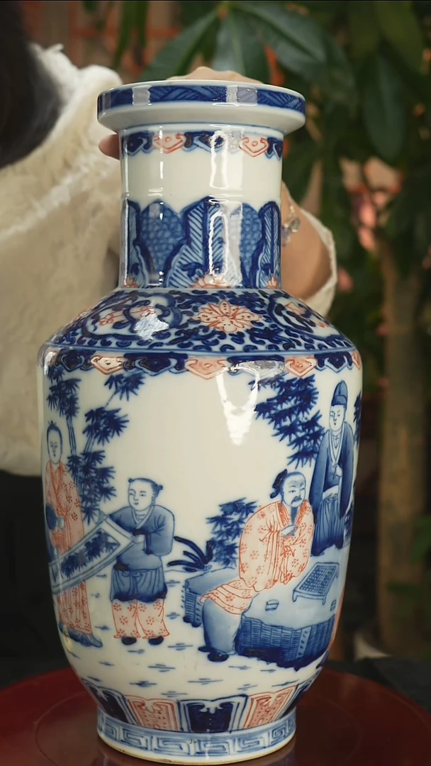 其他青花釉里红竹林七贤棒槌瓶