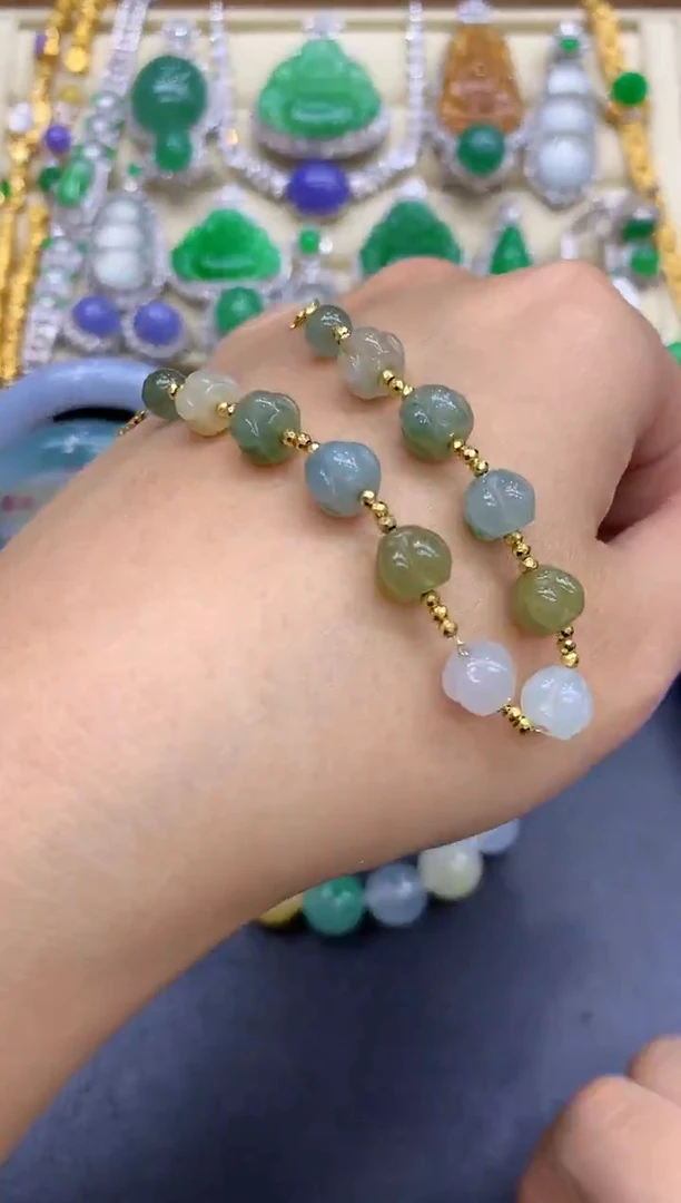 18K金镶嵌手链翡翠17-中国好珍宝