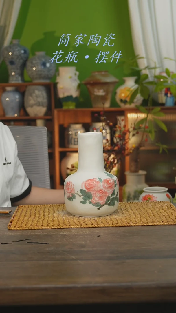 瓷片景德镇纯手工手绘花器摆件