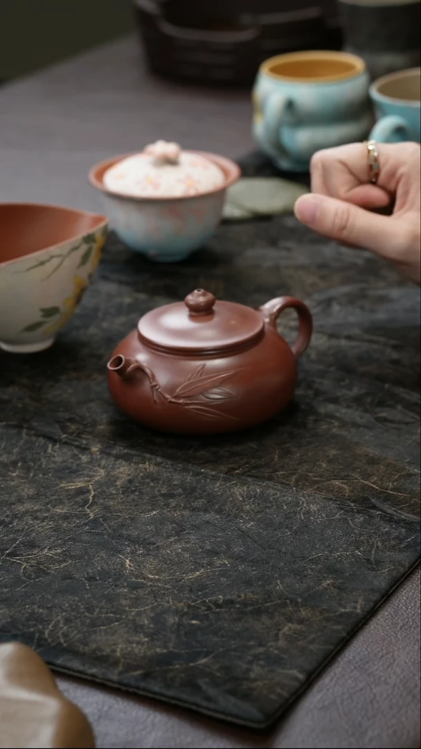 茶杯紫砂九隐茶器龙血砂寒江紫砂壶