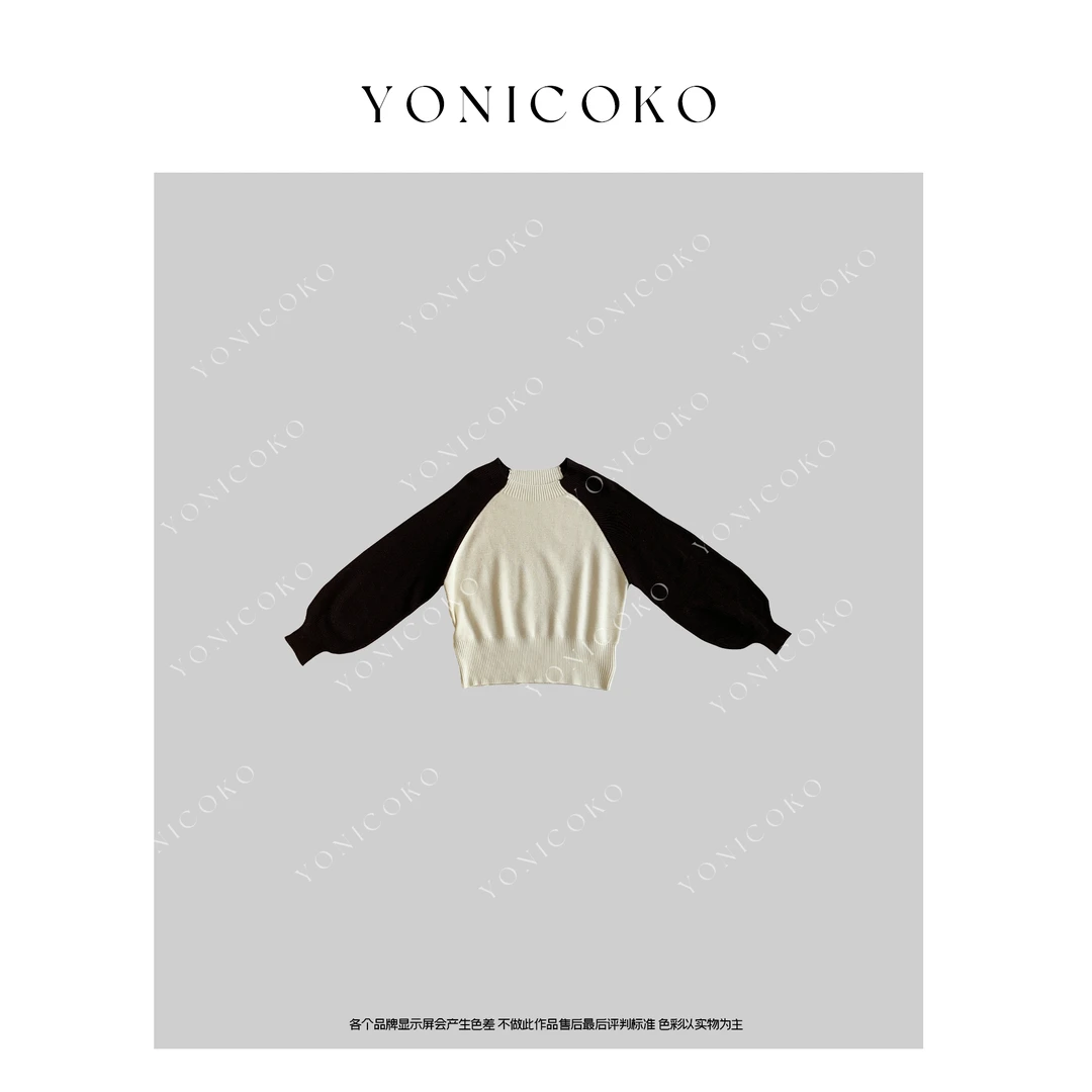 【Yoni Coko】圆领拼色针织长袖毛衣 新泽西 休闲时尚SN23007