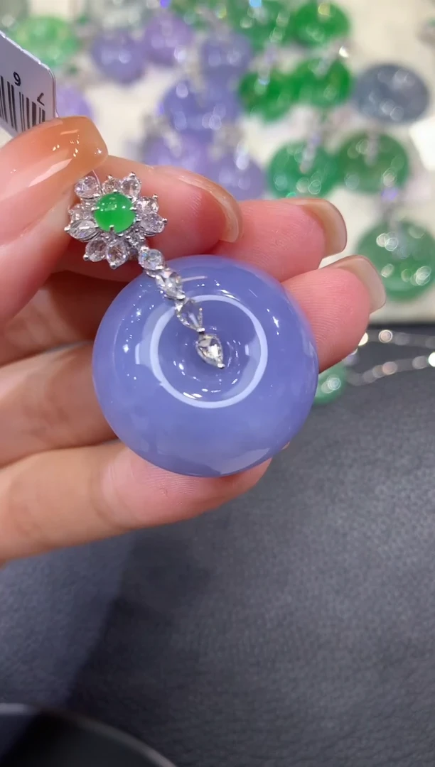 吊坠(不含链)18K金镶嵌翡翠A48  紫货有一定色差