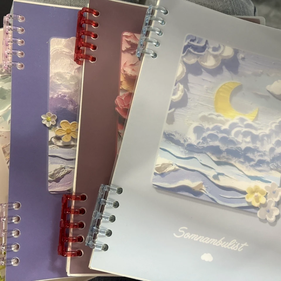 高颜值复古油画活页本A5加厚可拆卸大学生记事本