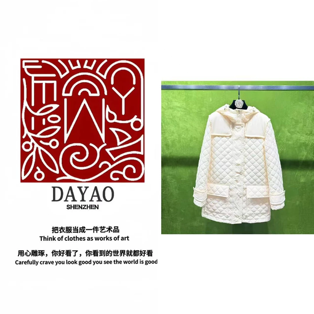 「DAYAO」25s秋季新款休闲时尚百搭菱格长袖休闲中长款棉服WYA25980