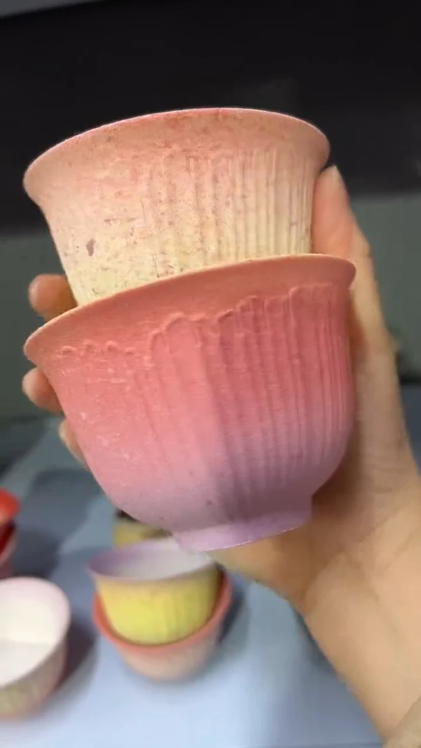 麦饭石粗套多肉花盆9*6两个