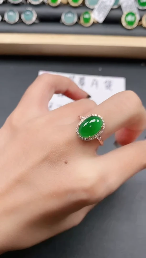 翡翠戒指银S925镶嵌111
