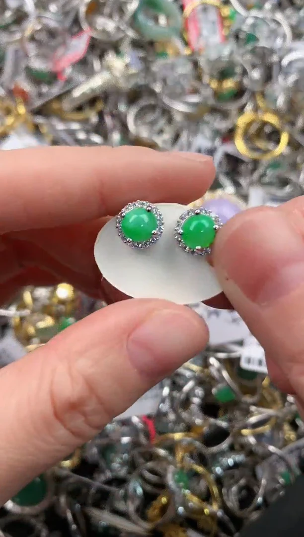 银S925镶嵌戒指翡翠444   1