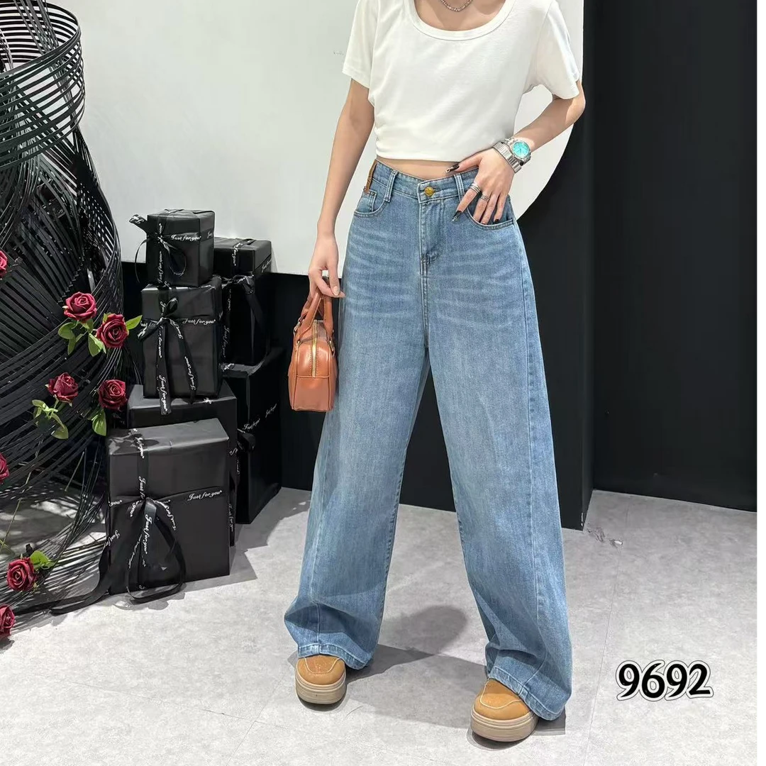 D9692早春新款设计感阔腿牛仔裤（微弹）