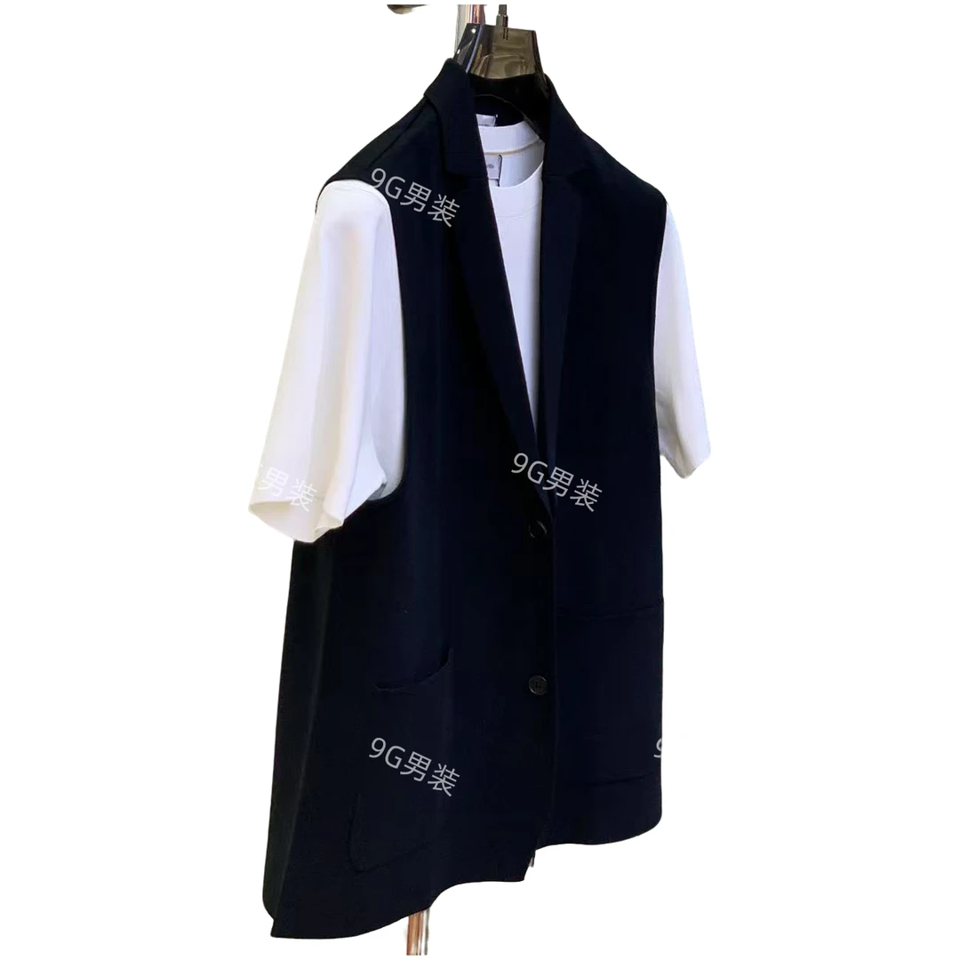 9G男装203针织西服开衫马甲背心时尚潮流新款西装领纯色坎肩马夹