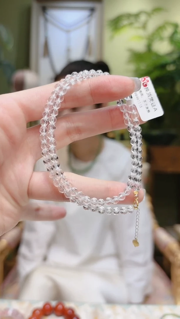 【闪购商品】水晶项链18K金镶嵌切割面白水晶锁骨链