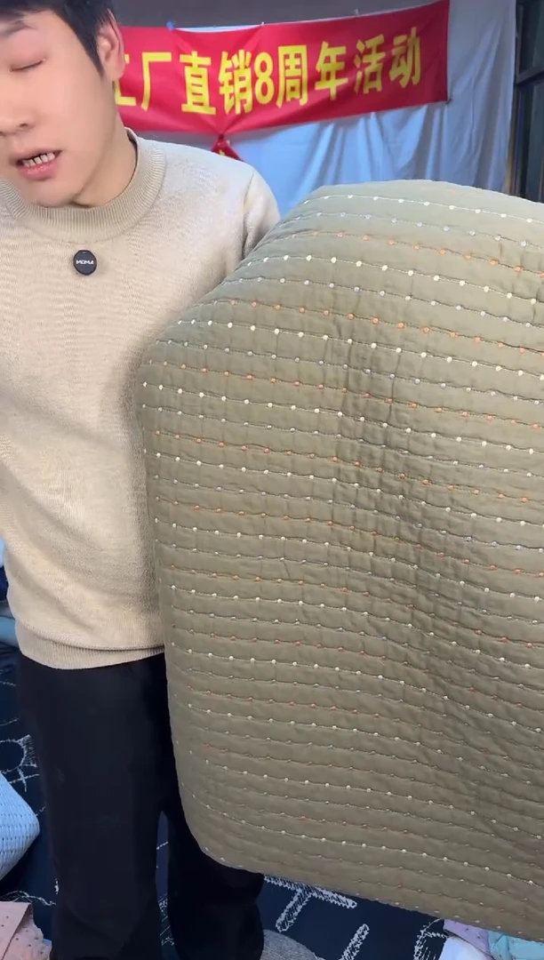 棉纯棉米粒秀军绿色230*250单床盖