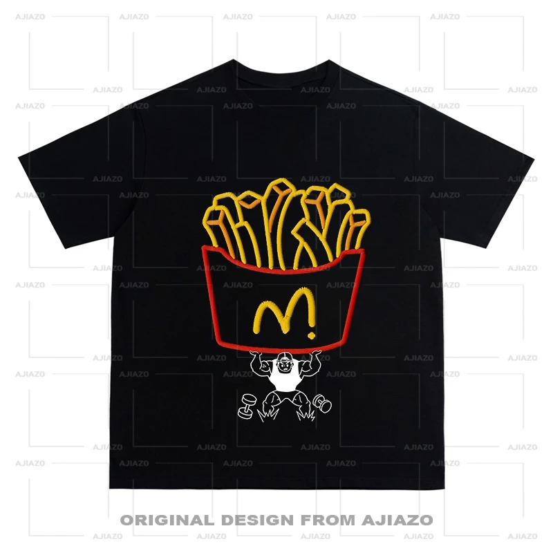 老狗十三【托份薯条】印花纯棉短袖 夏季宽松男女同款休闲上衣