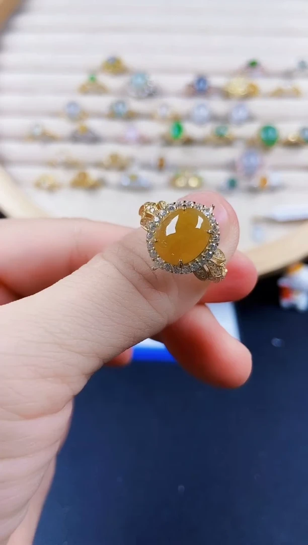 翡翠戒指银S925镶嵌21898