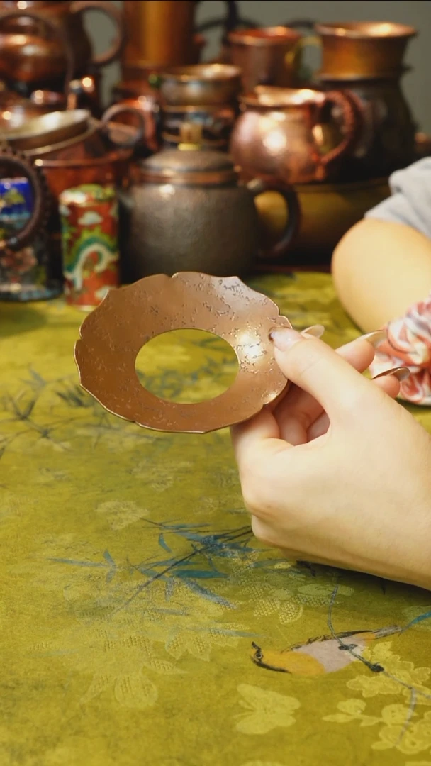 纯紫铜花瓣投茶器