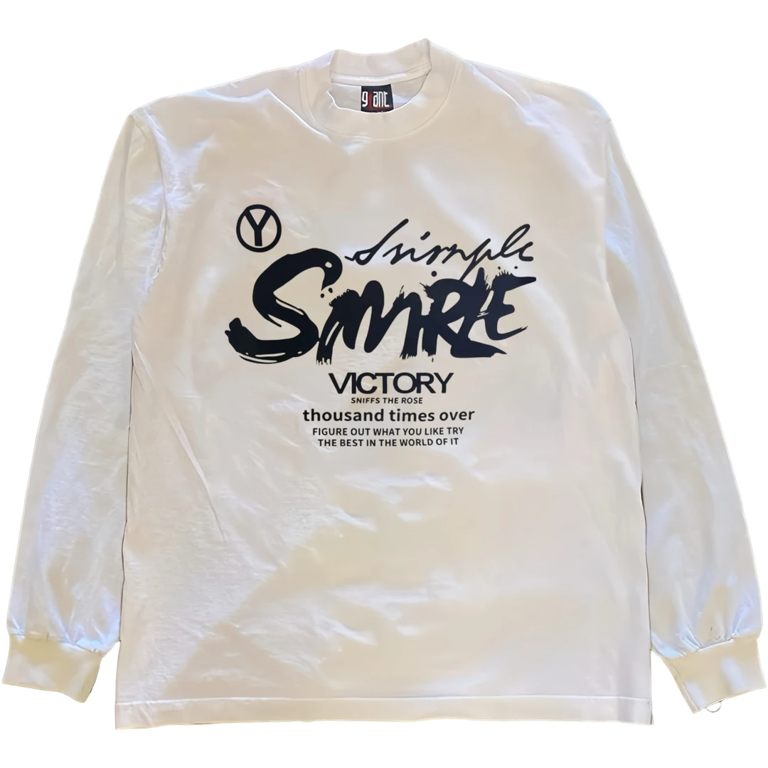 2025秋冬季重磅男士英文字母印花纯棉圆领T恤宽松休闲百搭打底衫