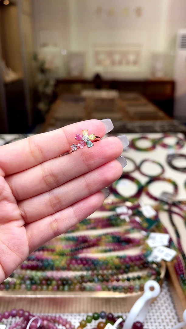 【闪购商品】碧玺/银S925镶嵌碧玺戒指多样性发货