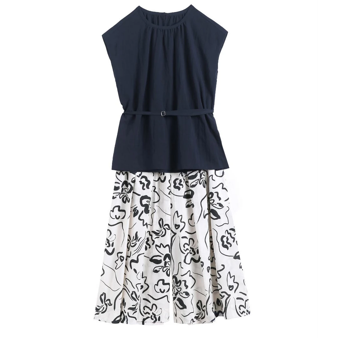 【清仓】巨好看！2025夏季新款复古设计感上衣阔腿裤两件套GJ2552