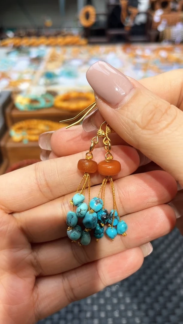 【闪购商品】琥珀耳饰未镶嵌耳环