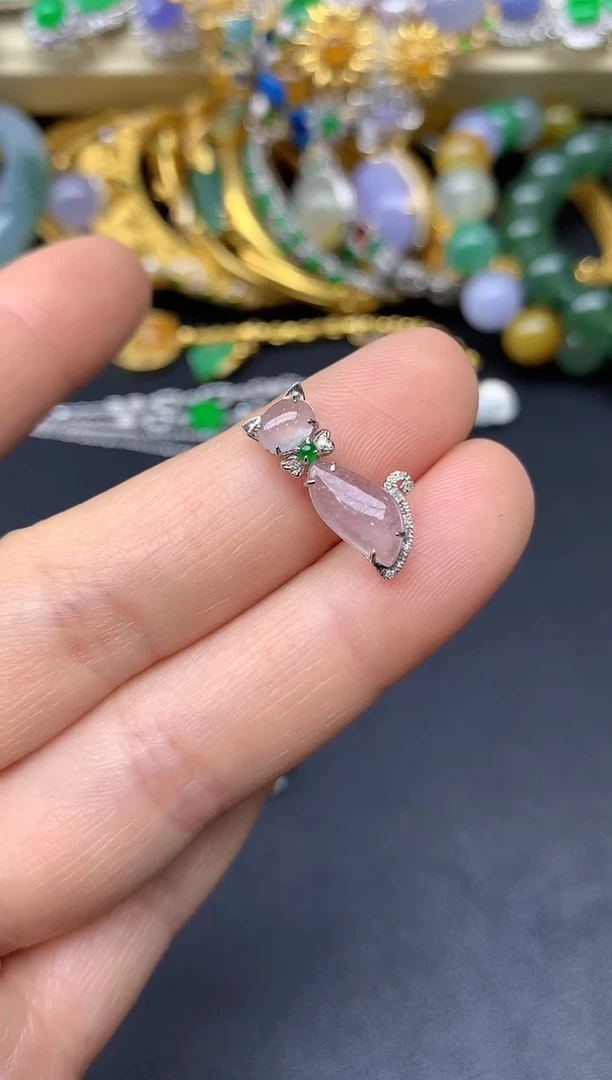 颈饰18K金镶嵌翡翠宝**喵47-雪姐翡翠天天见