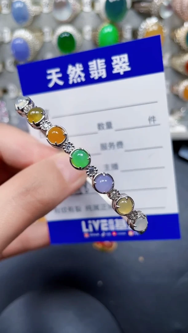 银S925镶嵌手镯翡翠358