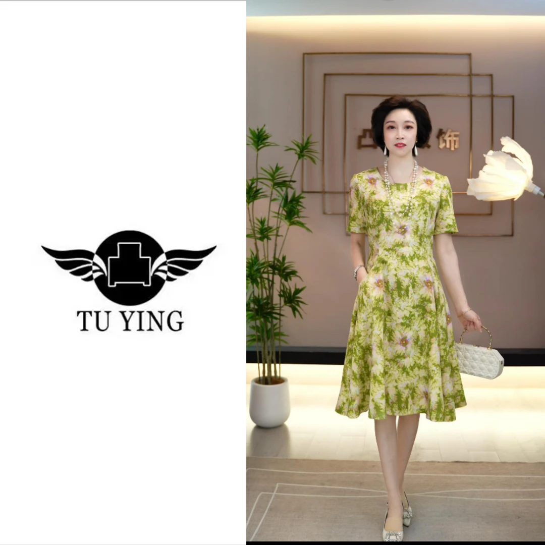 凸影夏季新款圆领重工时尚气质显瘦优雅百搭连衣裙-99060