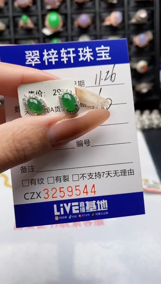 银S925镶嵌戒指翡翠9544