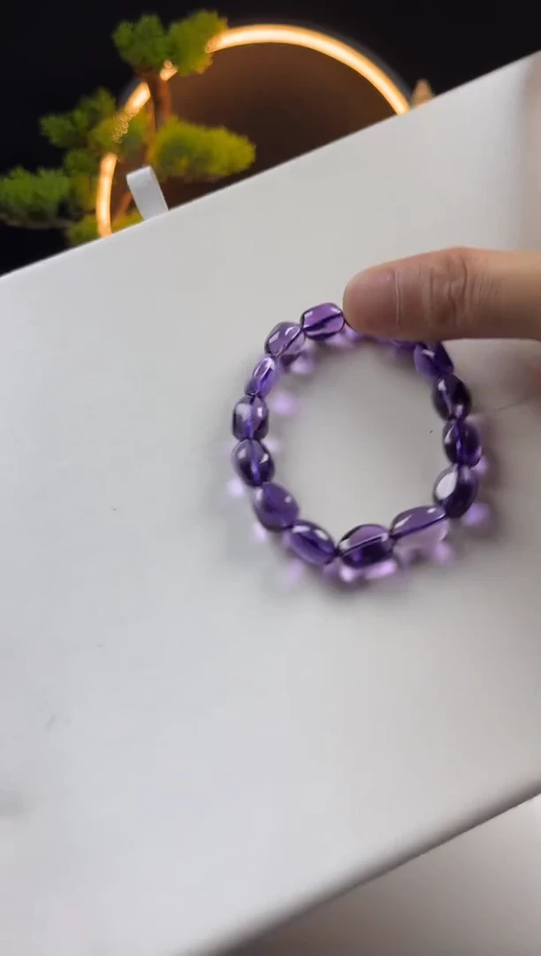 水晶手链未镶嵌天然紫水晶随形手串9mm+