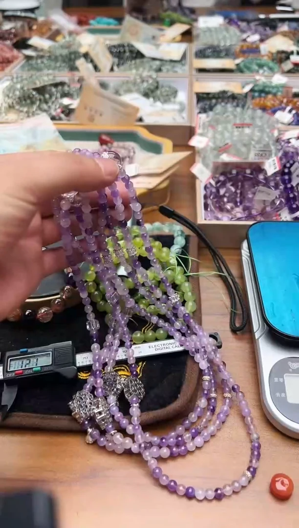 水晶手链未镶嵌粉紫超多圈手链