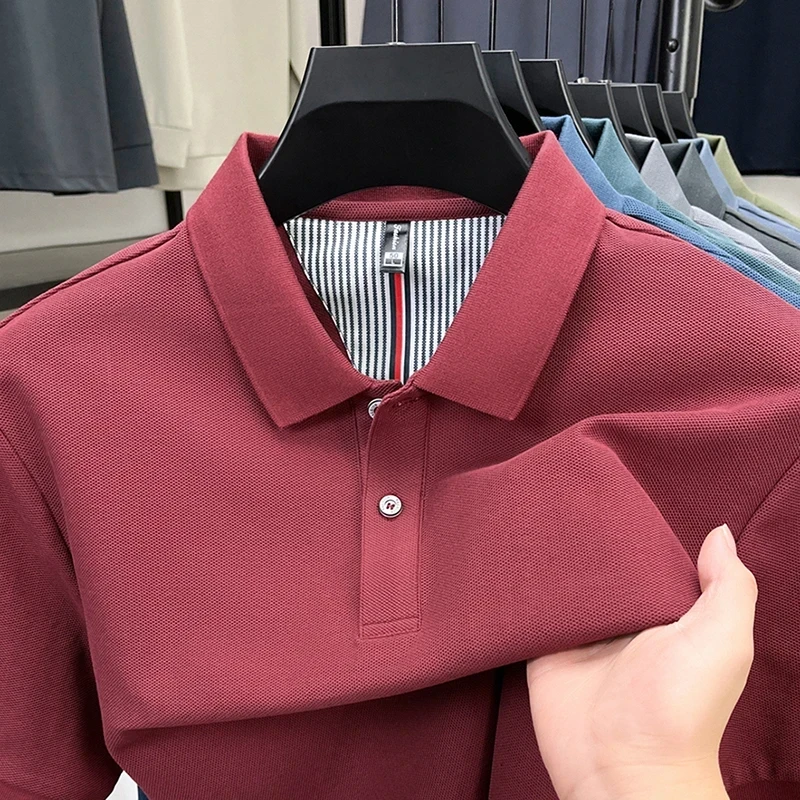 【下摆开叉】100%纯棉短袖POLO衫男士休闲商务翻领纯棉T恤干色polo