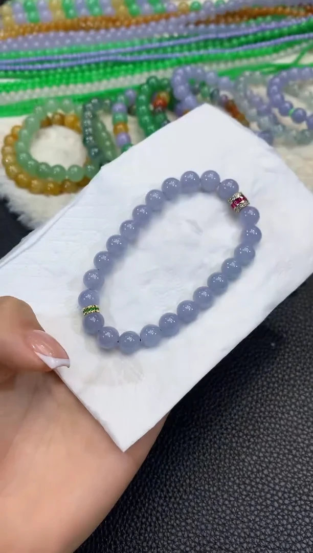 未镶嵌手串翡翠D51紫货有一定色差多样性发一件