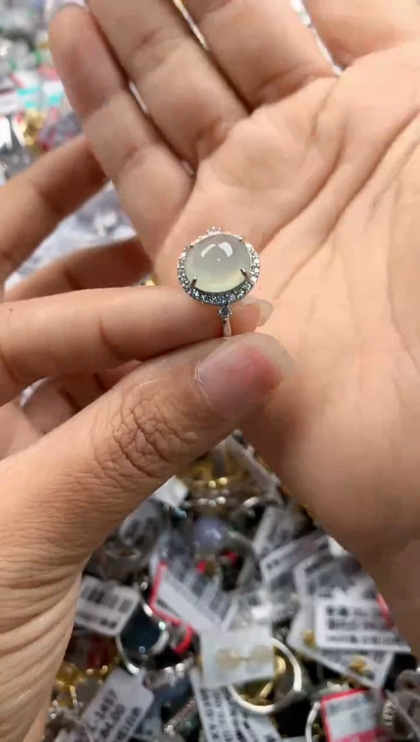 银S925镶嵌戒指翡翠888---3